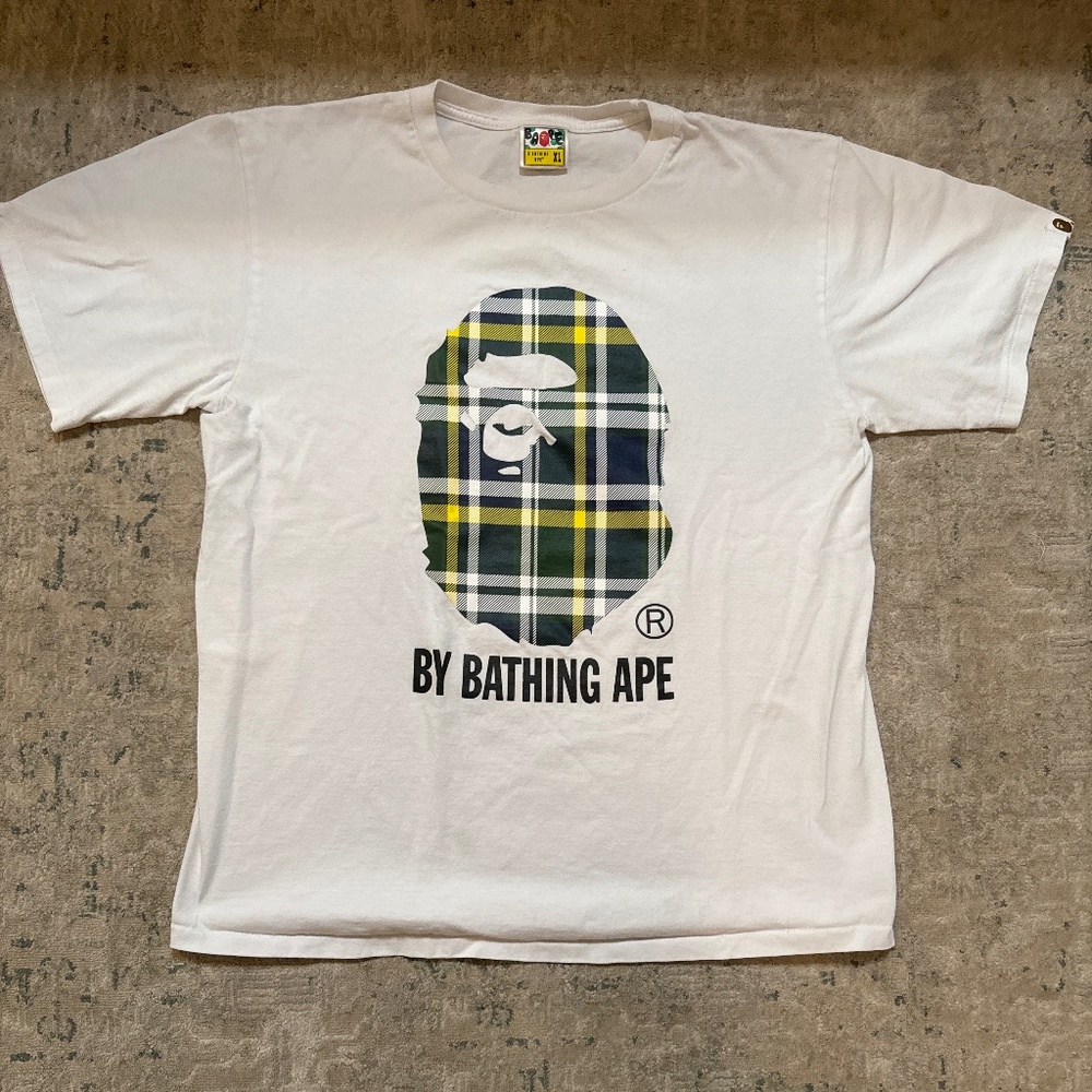 Bape blue & yellow plaid tee